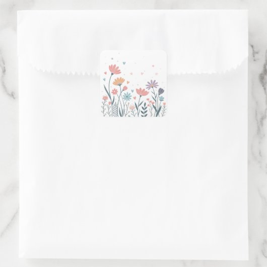 Whimsical Waterverf Floral Vierkante Sticker (Tas)