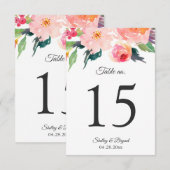 Whimsical Waterverf Floral Wedding Table Numbers RSVP Kaartje (Voorkant / Achterkant)