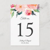 Whimsical Waterverf Floral Wedding Table Numbers RSVP Kaartje (Voorkant)