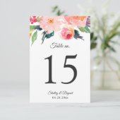 Whimsical Waterverf Floral Wedding Table Numbers RSVP Kaartje (Staand voorkant)