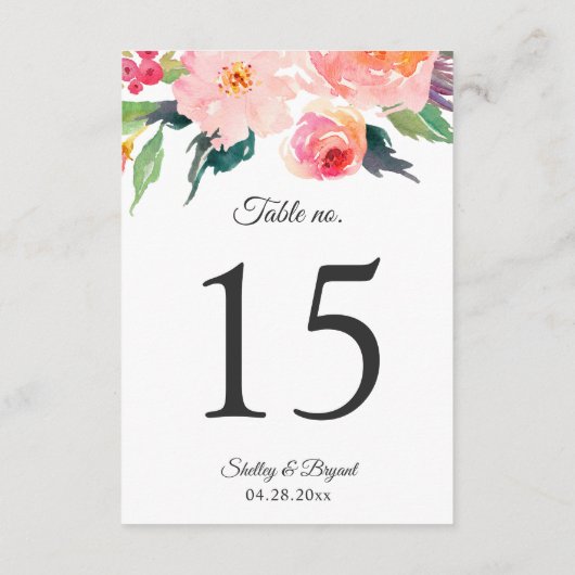 Whimsical Waterverf Floral Wedding Table Numbers RSVP Kaartje (Achterkant)