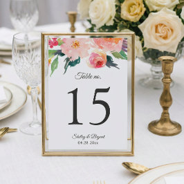 Whimsical Waterverf Floral Wedding Table Numbers RSVP Kaartje