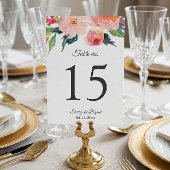 Whimsical Waterverf Floral Wedding Table Numbers RSVP Kaartje