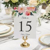 Whimsical Waterverf Floral Wedding Table Numbers RSVP Kaartje