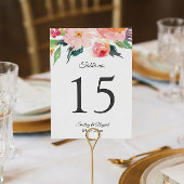 Whimsical Waterverf Floral Wedding Table Numbers RSVP Kaartje