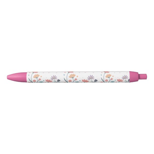 Whimsical Waterverf Floral Zwarte Inkt Pen (Voorkant)