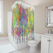 Whimsical Waterverf Flowers Art Douchegordijn (In situ)