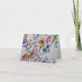 Whimsical Waterverf Flowers Floral Bedankkaart