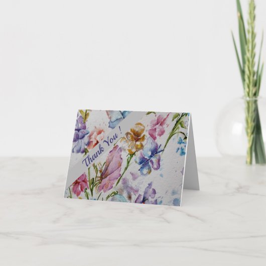 Whimsical Waterverf Flowers Floral Bedankkaart (Voorkant)