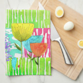 Whimsical Waterverf Flowers Keukenhanddoeken (Quarter Fold)