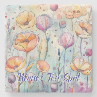 Whimsical Waterverf Flowers Square Onderzetter