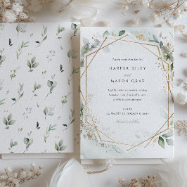 Whimsical Waterverf Foliage Geometrisch Goud Kaart