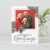 Whimsical Waterverf & Foto Kerst Feestdagenkaart (Staand voorkant)