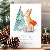 Whimsical Waterverf Fox Kerstmis Bos Vakantie Kaart