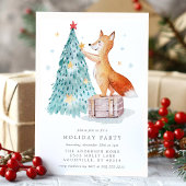 Whimsical Waterverf Fox Kerstmis Bos Vakantie Kaart