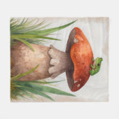 Whimsical Waterverf Frog op een paddenstoel Fleece Deken (Voorkant (Horizontaal))