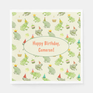 Whimsical Waterverf Frog verjaardagsfeestje Servet