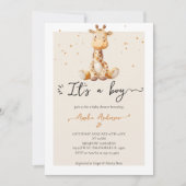 Whimsical Waterverf Giraffe Pluche Baby shower Kaart (Voorkant)