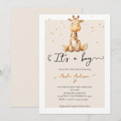 Whimsical Waterverf Giraffe Pluche Baby shower Kaart (Voorkant / Achterkant)