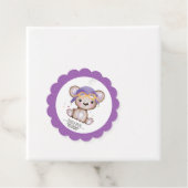 Whimsical Waterverf Girl Pilot Teddy Bear Bedankjes Labels (In situ)