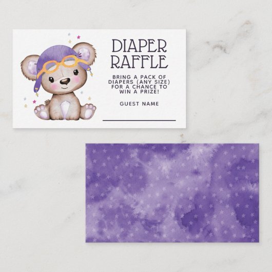 Whimsical Waterverf Girl Pilot Teddy Bear Informatiekaartje (Voorkant / Achterkant)