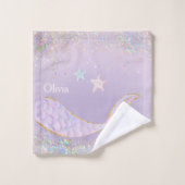 Whimsical Waterverf Glitter Zeemeermin Staart Bad Handdoek (Wasdoekje)