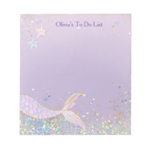 Whimsical Waterverf Glitter Zeemeermin Staart Notitieblok