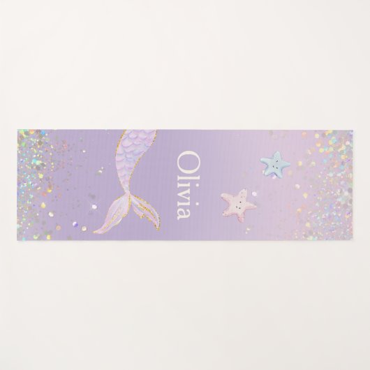 Whimsical Waterverf Glitter Zeemeermin Staart Yogamat (Voorkant (horizontaal))
