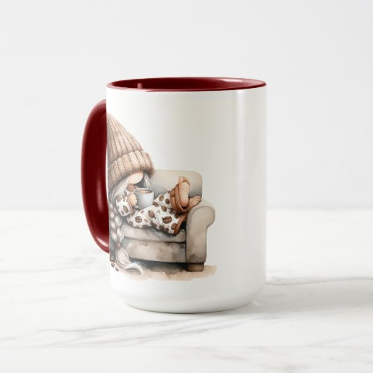 Whimsical Waterverf Gnome Gift Mok (Voorkant links)