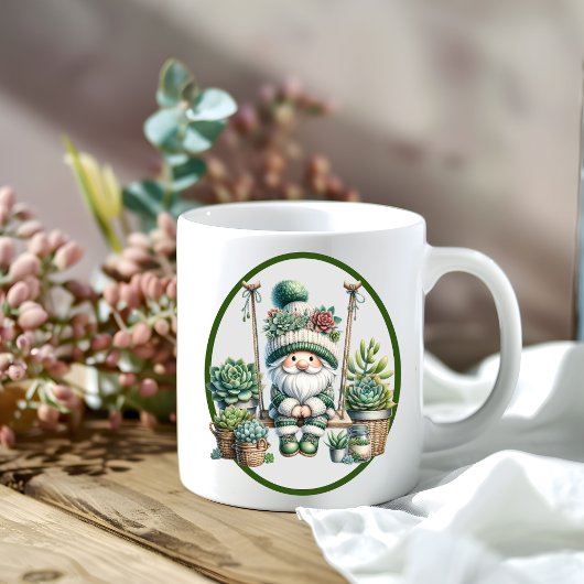 Whimsical Waterverf Gnome Succulent Koffiemok