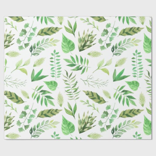 Whimsical Waterverf Green Leaves | Cadeaupapier (Vlak)