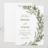 Whimsical Waterverf Greenery Huwelijksuitnodiging Kaart (Voorkant / Achterkant)