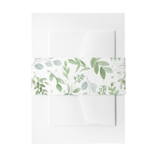 Whimsical Waterverf Greenery Pattern Wedding Uitnodigingen Wikkel (Voorkant Voorbeeld)