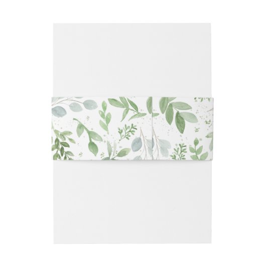 Whimsical Waterverf Greenery Pattern Wedding Uitnodigingen Wikkel (Achterkant Voorbeeld)