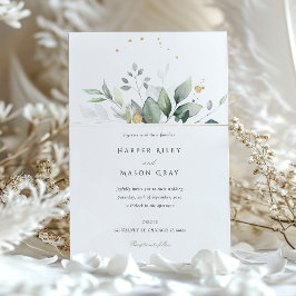 Whimsical Waterverf Groen & Gouden Bladerdak Bruil Kaart