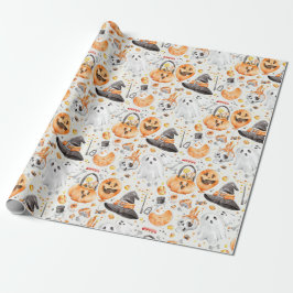 Whimsical Waterverf Halloween Cadeaupapier