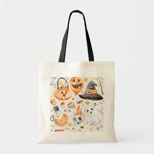 Whimsical Waterverf Halloween Tote Bag (Voorkant)