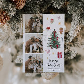 Whimsical Waterverf Hand getrokken Familiefoto Feestdagenkaart