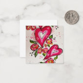 Whimsical Waterverf Heart Flat Note Kaart Notitiekaartje (Voorkant / Achterkant in situ)