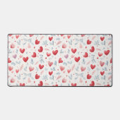Whimsical Waterverf Hearts and Leaves Pattern Bureaumat (Voorkant)