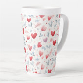 Whimsical Waterverf Hearts and Leaves Pattern Latte Mok (Rechterhoek)