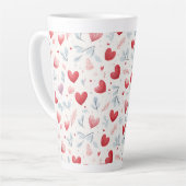 Whimsical Waterverf Hearts and Leaves Pattern Latte Mok (Linkerhoek)