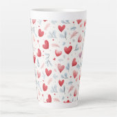 Whimsical Waterverf Hearts and Leaves Pattern Latte Mok (Voorkant)