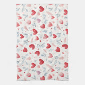 Whimsical Waterverf Hearts and Leaves Pattern Theedoek (Verticaal)