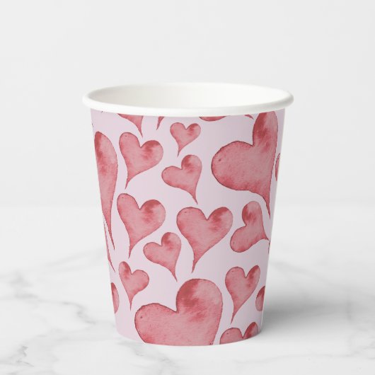 Whimsical Waterverf Hearts Valentijnsdag Papieren Bekers (Achterkant)