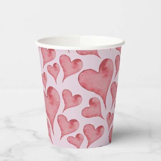 Whimsical Waterverf Hearts Valentijnsdag Papieren Bekers (Links)