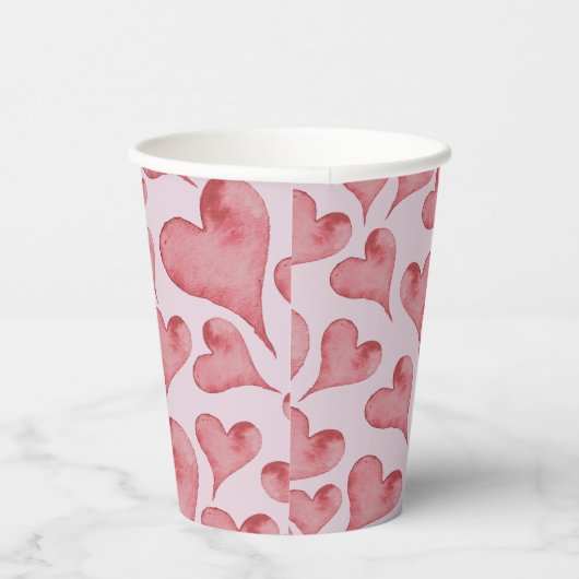 Whimsical Waterverf Hearts Valentijnsdag Papieren Bekers (Rechts)