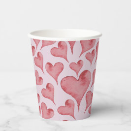 Whimsical Waterverf Hearts Valentijnsdag Papieren Bekers