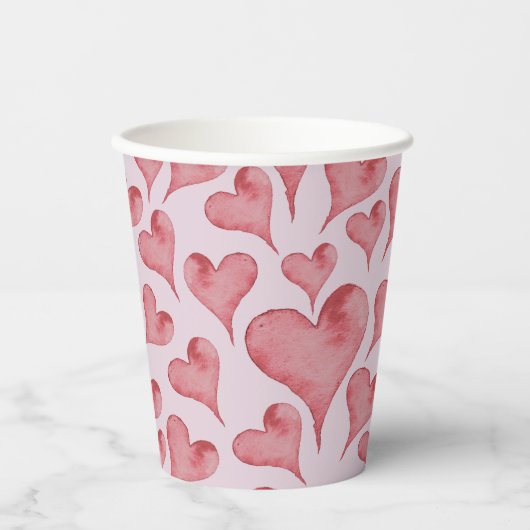 Whimsical Waterverf Hearts Valentijnsdag Papieren Bekers (Voorkant)