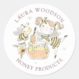 Whimsical Waterverf Honey Jar Label